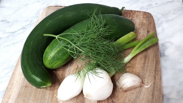 creamy cucumber and onion salad ingredients